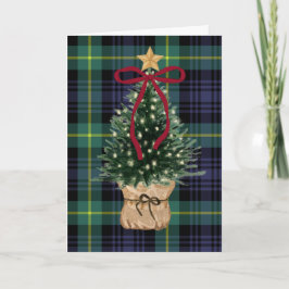 Vintage, Tartan Christmas Card with Christmas Tree Feestdagen Kaart
