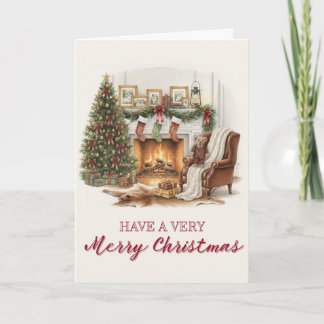 Vintage, Tartan Christmas Card with Teddy Bear Feestdagen Kaart