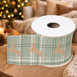Vintage Tartan Plaid Rendier Kerst Grosgrain Lint