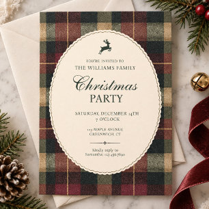 Vintage Tartan Rustieke Plaid Kerstfeest Kaart