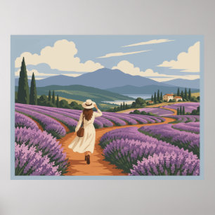 Vintage Tasmanië Lavendel Meisje Reizen Poster