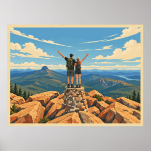 Vintage Tasmanië Wandelavontuur Poster