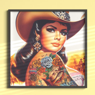 Vintage Tattoeëring Cowgirl Poster