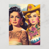 Vintage Tattooed Cowgirls Briefkaart (Voorkant)