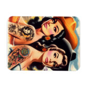 Vintage Tattooed Cowgirls Magneet (Horizontaal)