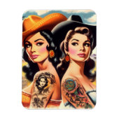 Vintage Tattooed Cowgirls Magneet (Verticaal)