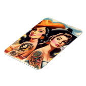 Vintage Tattooed Cowgirls Magneet (Linkerzijde)