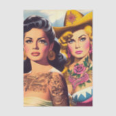 Vintage Tattooed Cowgirls Tissuepapier (Voorkant)