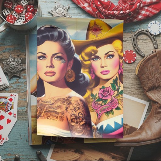 Vintage Tattooed Cowgirls Tissuepapier
