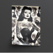 Vintage Tattooed Goth Woman Collage Tissuepapier