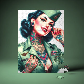 Vintage Tattooed Military Woman Legpuzzel