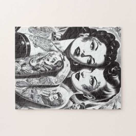 Vintage Tattooed Pin-ups Legpuzzel (Horizontaal)