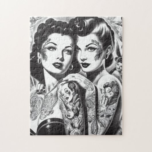 Vintage Tattooed Pin-ups Legpuzzel (Verticaal)