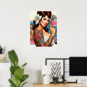 Vintage Tattooed Pulp Pin-up Poster (Thuiskantoor)