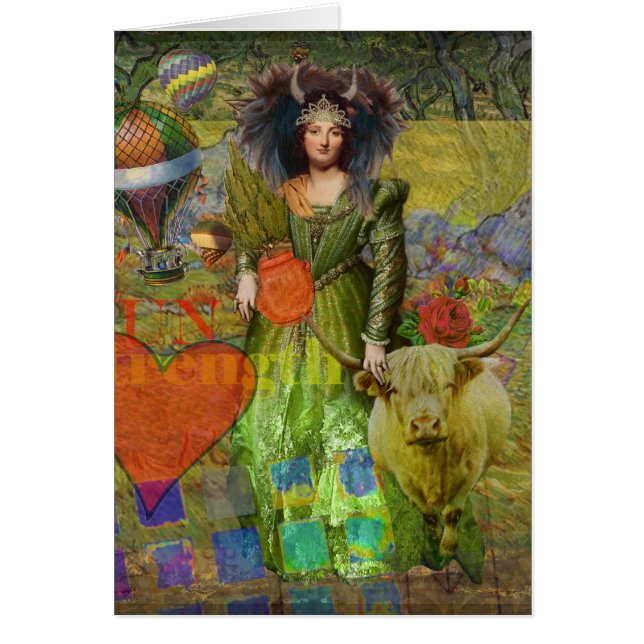 Vintage Taurus Fantasie Gotische Whimsical Collage (Voorkant)