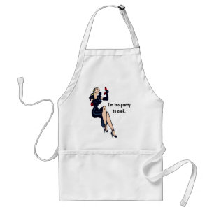 Vintage Te mooi om te koken Blond Retro Glamour Me Standaard Schort