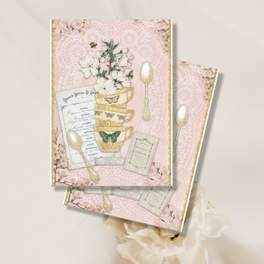 Vintage Tea Cup Cherry Blossom Butterfly Ontwerpen Tissuepapier