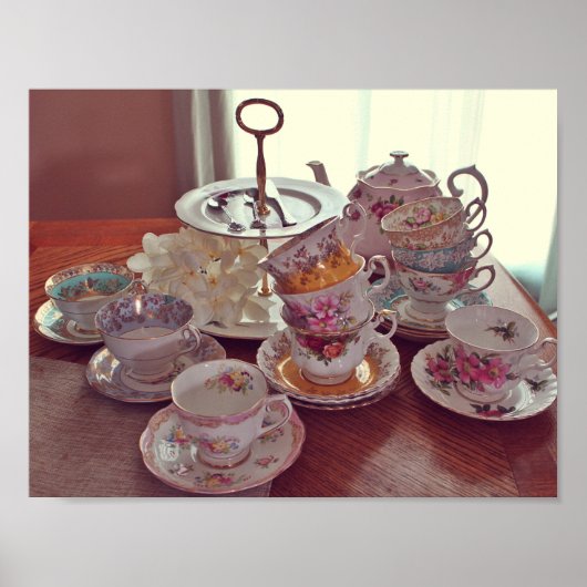 Vintage Tea Cups Poster (Voorkant)
