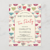 Vintage Tea Party Baby Shower Invitation Briefkaart (Voorkant)