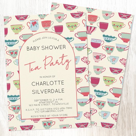 Vintage Tea Party Baby Shower Kaart