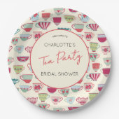 Vintage Tea Party Bridal Shower Papieren Bordje (Voorkant)