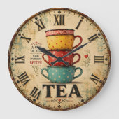 Vintage Tea Time Grote Klok (Voorkant)