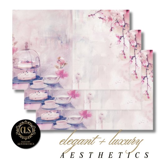 Vintage Tea Time Luxe Aesthetics Inpakpapier Vel