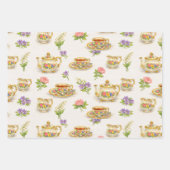 Vintage Tea Time Teapot Pattern Inpakpapier Vel (Voorkant)