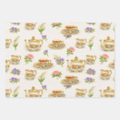 Vintage Tea Time Teapot Pattern Inpakpapier Vel (Voorkant 3)