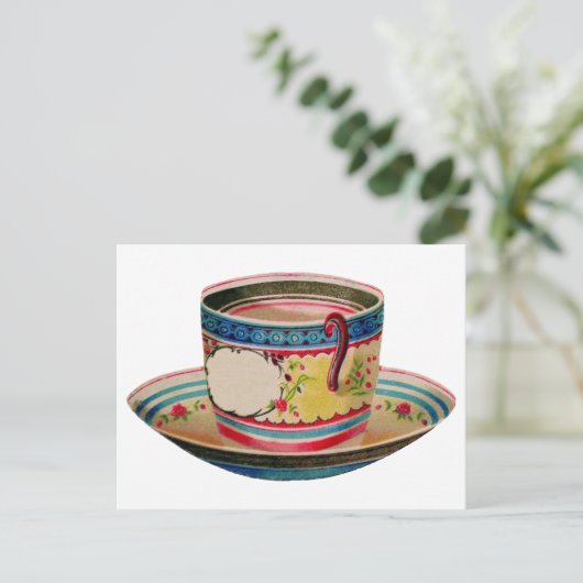 vintage teacup briefkaart (Staand voorkant)