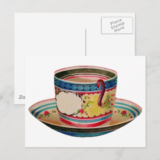 vintage teacup briefkaart (Voorkant / Achterkant)