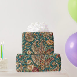 Vintage Teal Erfstuk Paisley Tuin Cadeaupapier