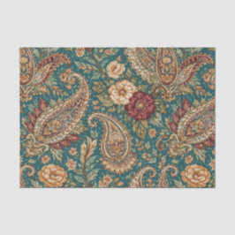 Vintage Teal Erfstuk Paisley Tuin Tissuepapier