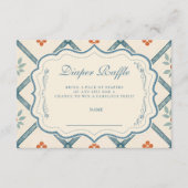 Vintage Teal Floral Diapper Raffle Informatiekaartje (Voorkant)