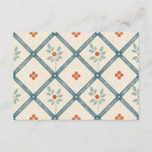 Vintage Teal Floral Diapper Raffle Informatiekaartje (Achterkant)