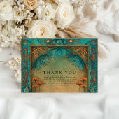 Vintage Teal Garden Islamic Wedding Bedankkaart