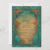 Vintage Teal Garden Islamic Wedding Kaart (Voorkant)
