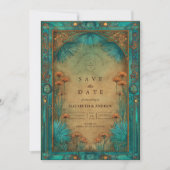 Vintage Teal Garden Islamic Wedding Save The Date (Voorkant)