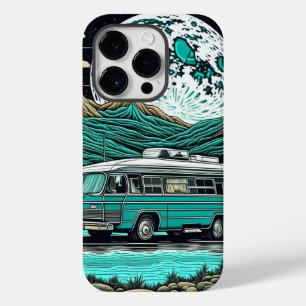 Vintage Teal RV Camper in de Bergen Case-Mate iPhone 14 Pro Hoesje