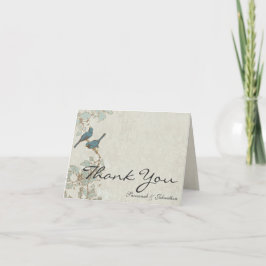 Vintage Teal Vogels Damask Bedankkaartjes Bedankkaart