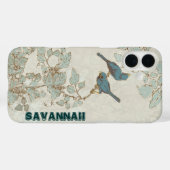 Vintage Teal Vogels Tak Case-Mate iPhone Case (Achterkant (horizontaal))