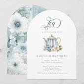 Vintage Teapot Floral Granmillenial Tea Party Kaart (Voorkant / Achterkant)