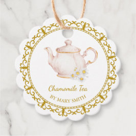 Vintage Teapot Homemade Chamomile Tea Hang Tag Bedankjes Labels