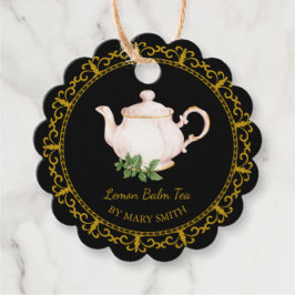 Vintage Teapot Homemade Lemon Balm Tea Hang Tag Bedankjes Labels