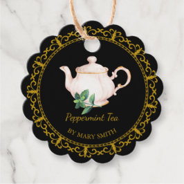 Vintage Teapot Homemade Peppermint Tea Hang Tag Bedankjes Labels