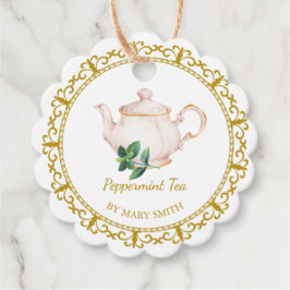 Vintage Teapot Homemade Peppermint Tea Hang Tag Bedankjes Labels