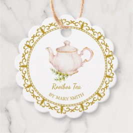 Vintage Teapot Homemade Rooibos Tea Hang Tag Bedankjes Labels