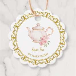 Vintage Teapot Homemade Rose Tea Hang Tag Bedankjes Labels