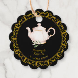Vintage Teapot Homemade Sage Tea Hang Tag Bedankjes Labels