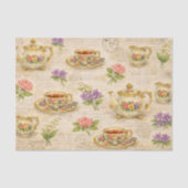 Vintage Teapot Teacup Ephemera Floral Tissuepapier (Voorkant)